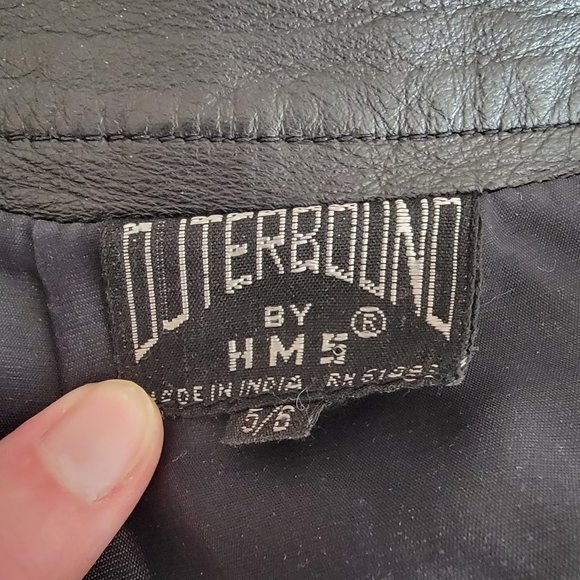 Vintage Outerbound by HMS Black Leather Skirt Split Party Cocktail Size 5/6 - Picture 4 of 5